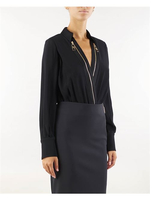 Body shirt in georgette and satin with zip Elisabetta Franchi ELISABETTA FRANCHI | Shirt | CB00346E2110